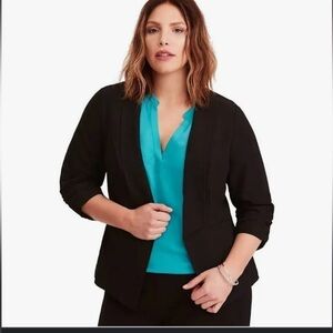 Torrid Black Blazer Jacket 3/4 Length Ruched Sleeves 6X